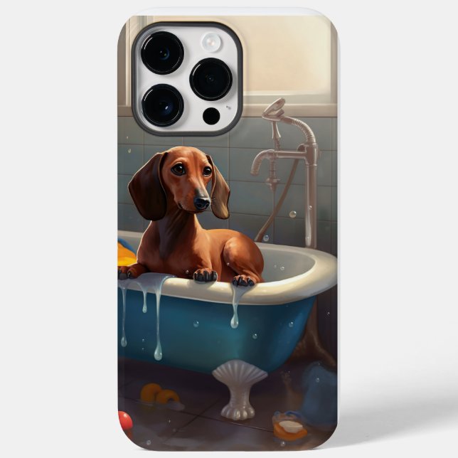 Funda De Case-Mate Para iPhone Dachshund Bathtime Fun (Reverso )
