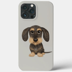 Funda Para iPhone 13 Pro Max Dachshund con cable   Perro de dibujos animados de