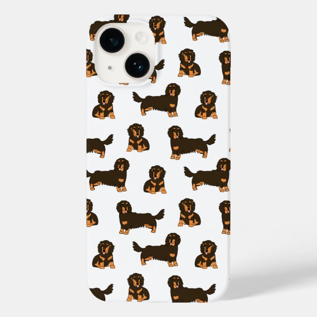 Funda De Case-Mate Para iPhone Dachshund de cabello largo (Reverso )
