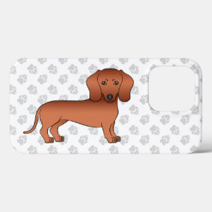 Funda Para iPhone 13 Pro Dachshund de pelaje liso rojo, perro de dibujos an