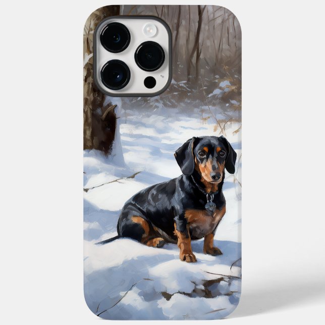 Funda De Case-Mate Para iPhone Dachshund Deja que nieve Navidad (Reverso )