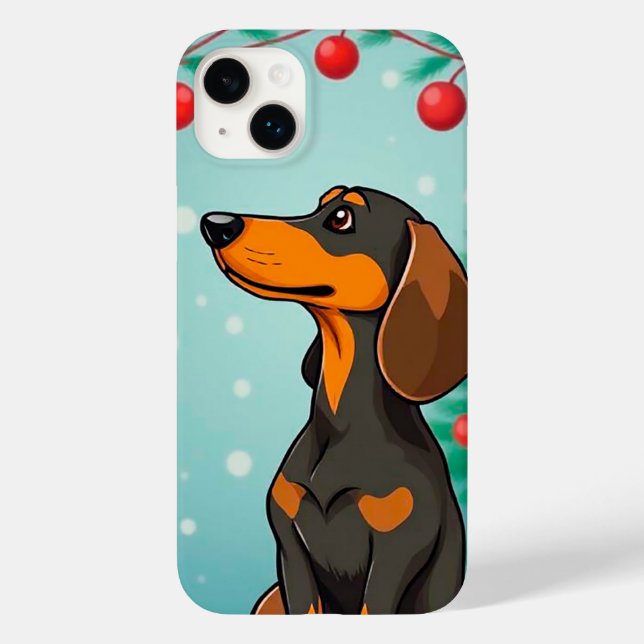 Funda De Case-Mate Para iPhone Dachshund estilo caricatura (Reverso )