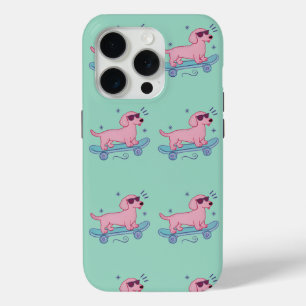Funda Para iPhone 15 Pro Dachshund genial en monopatín Arte divertido de