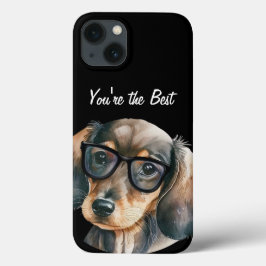 Funda Para iPhone 13 Dachshund lindo con gafas negras