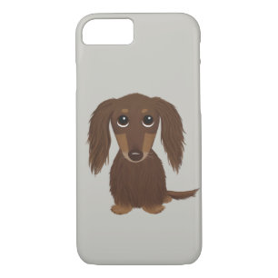 Funda Para iPhone 8/7 Dachshund marrón de pelo largo lindo