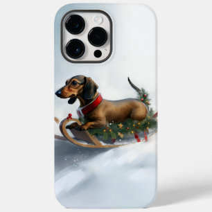 Funda Para iPhone 14 Pro Max De Case-Mate Dachshund Navidad nieve invierno