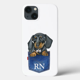 Funda Para iPhone 13 Dachshund Sausage Dog Monograma Funda-Funda
