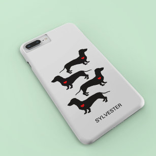 Funda Para iPhone 14 De Case-Mate Dachshund Sausage Dog Red Heart Custom Name
