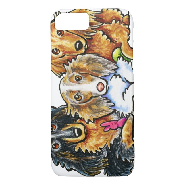 Funda De Case-Mate Para iPhone Dachshund Trio de pelo largo (Reverso)
