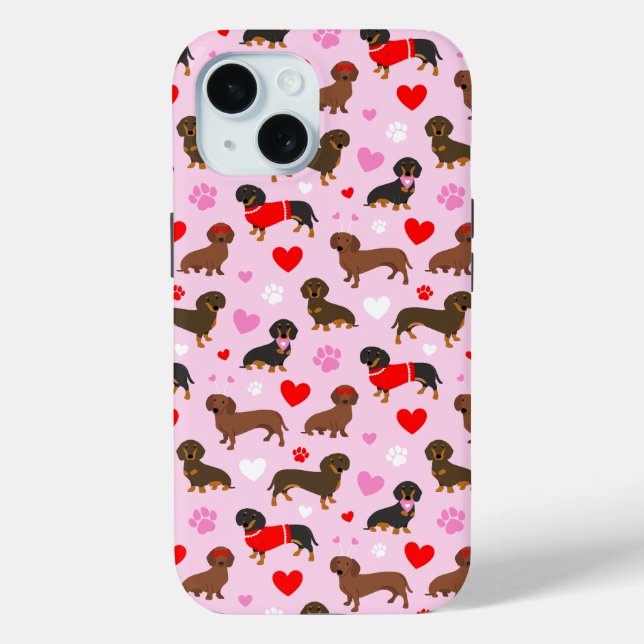 Funda De Case-Mate Para iPhone Dachshund Valentine (Reverso )