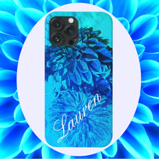 Funda De Case-Mate Para iPhone Dahlia soñadora en hermosos Blues (Subido por el creador)