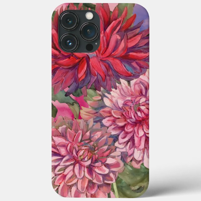 Funda De Case-Mate Para iPhone dahlias flores acuarela (Reverso )