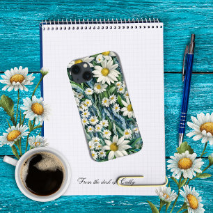 Funda Para iPhone 13 Daisias florales azules y blancas