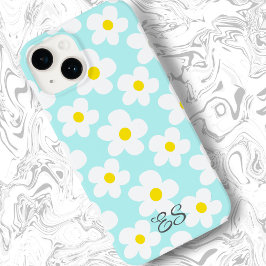 Funda Para iPhone 14 De Case-Mate Daisias retro lindo sobre floral azul claro
