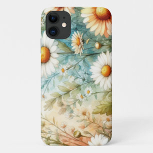 Funda Para iPhone 11 daisies acuarela estilo blanco para su teléfono