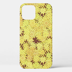 Funda Para iPhone 12 Daisies de amarillo y oro en chocolate marrón