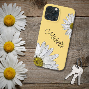Funda Para iPhone 13 Pro Max Daisies de moda Boho Amarillo caprichoso