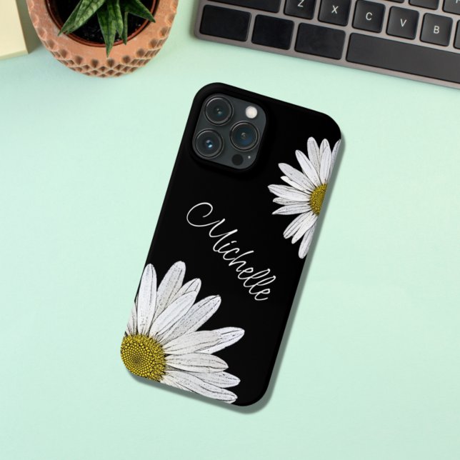 Funda De Case-Mate Para iPhone Daisies de moda Personalizados Blanco Negro (Subido por el creador)