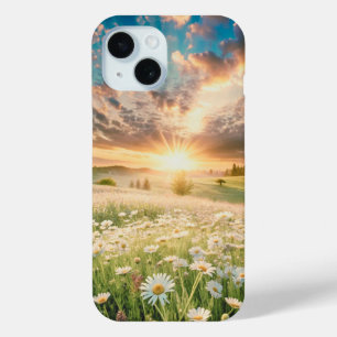 Funda Para iPhone 15 Daisies Flowers Meadow Sunrise