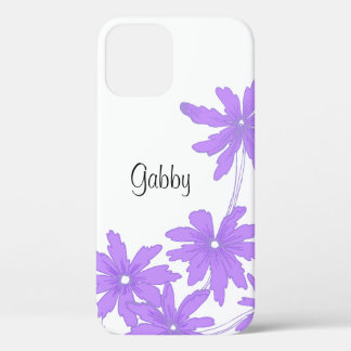 Funda Para iPhone 12 Daisies morados en blanco
