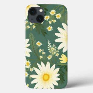 Funda Para iPhone 13 Daisies románticos sobre el verde