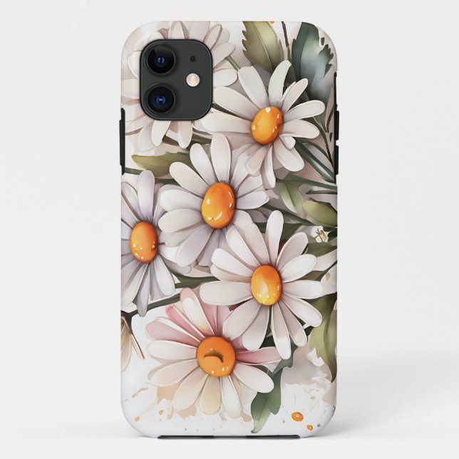 Funda De Case-Mate Para iPhone Daisies simples y elegantes (Reverso)