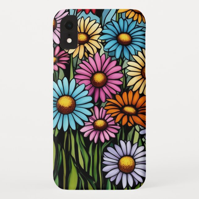Funda De Case-Mate Para iPhone Daisies vibrantes bohemias - Aspecto de vidrio man (Reverso)