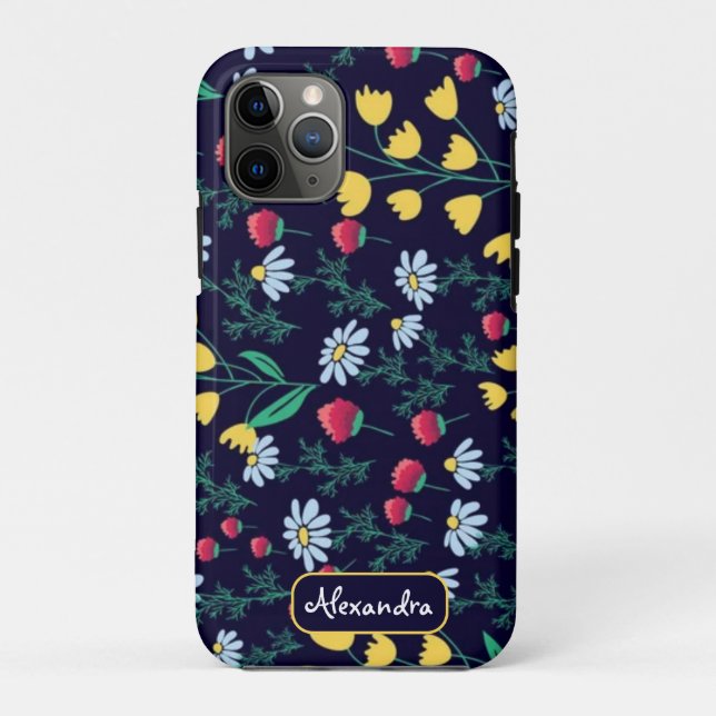 Funda De Case-Mate Para iPhone daisy and lily floral botanical flower print, (Reverso)