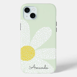 Funda Para iPhone 15 Mini Daisy blanco con puntos