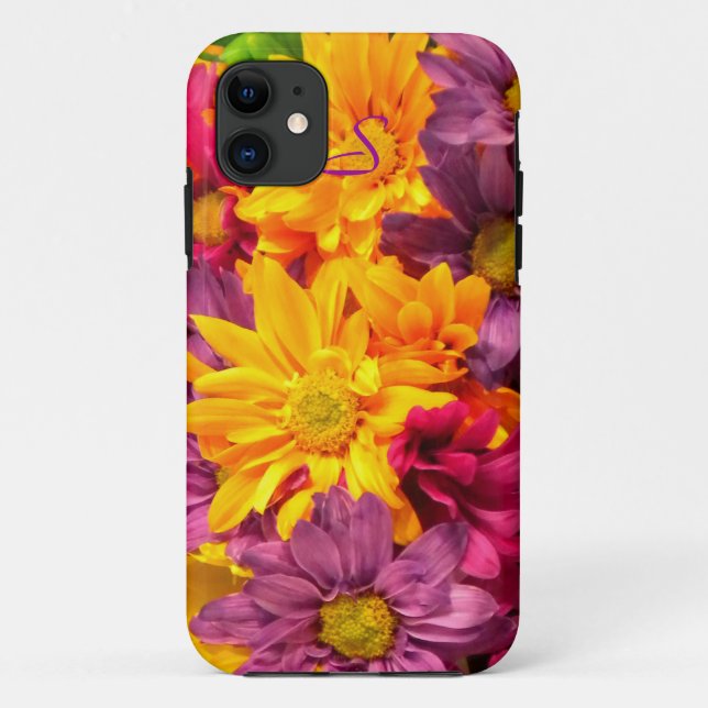 Funda De Case-Mate Para iPhone Daisy Bouquet 2 iPhone 5 funda *Monograma* (Reverso)