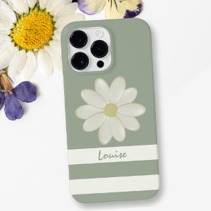 title_seo2 Daisy Flower Cream Stripes Sage Green Name