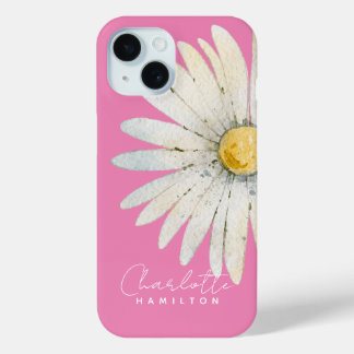 Funda Para iPhone 15 Daisy Flower Nombre personalizado
