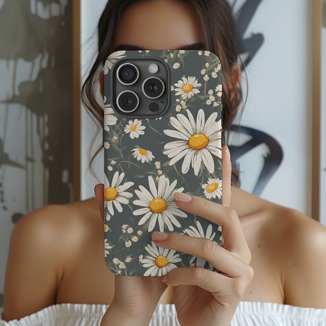 Funda De Case-Mate Para iPhone Daisy Flowers iPhone 14, 15 Funda duro, botánico (Daisy Flowers Phone Case for her, mom, grandma, girls Birthday or Graduation Gift)