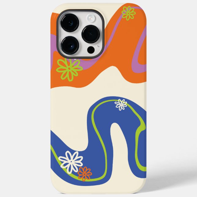 Funda De Case-Mate Para iPhone Daisy Groove Azul, Naranja, Púrpura, Verde y Crema (Reverso )