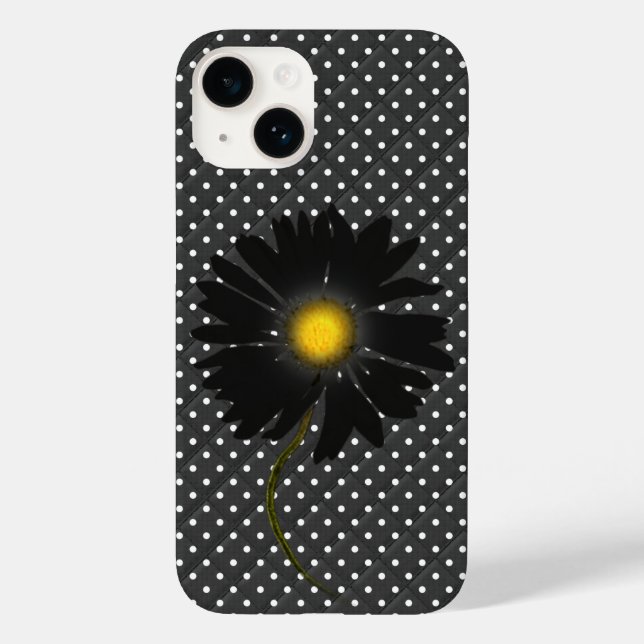 Funda De Case-Mate Para iPhone Daisy negro sobre puntos (Reverso )