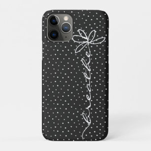 Funda Para iPhone 11 Pro daisy respirar texto en negro con puntos de polka 