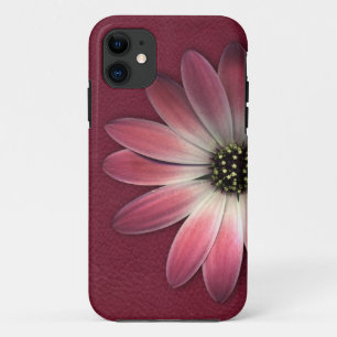 Funda Para iPhone 11 Daisy rojo en la impresión de cuero de vino