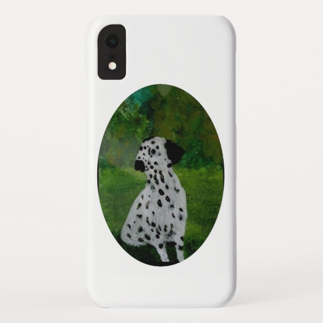Funda De Case-Mate Para iPhone Dalmacia pintada de perro blanco y negro (Reverso)