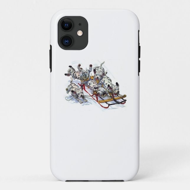 Funda De Case-Mate Para iPhone Dalmatian Pups Sledding (Reverso)