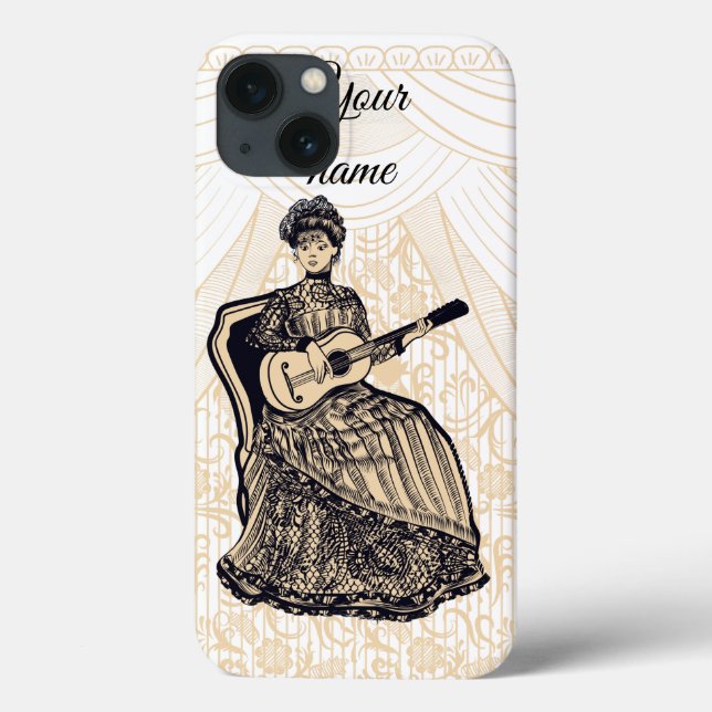 Funda De Case-Mate Para iPhone dama con guitarra (Reverso)