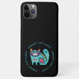 Funda Para iPhone 11 Pro Max Dama de gato loca, Ilustracion de gato brillante