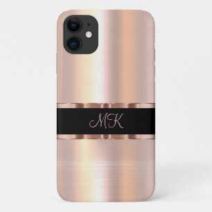 Funda Para iPhone 11 Damas Elegantes Monograma Color Oro Rosa
