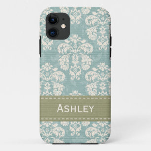 Funda Para iPhone 11 Damasco azul y verde