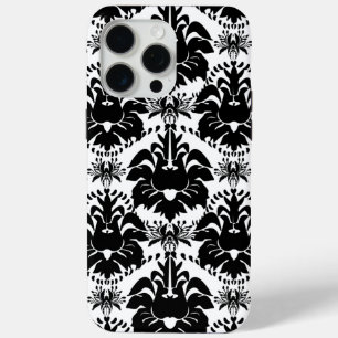 Funda Para iPhone 15 Pro Max Damasco blanco y negro vintage