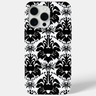 Funda Para iPhone 15 Pro Max Damasco blanco y negro vintage