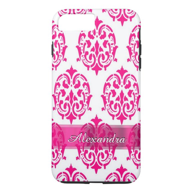 Funda De Case-Mate Para iPhone Damasco blanco y rosado caliente de bonito persona (Reverso)