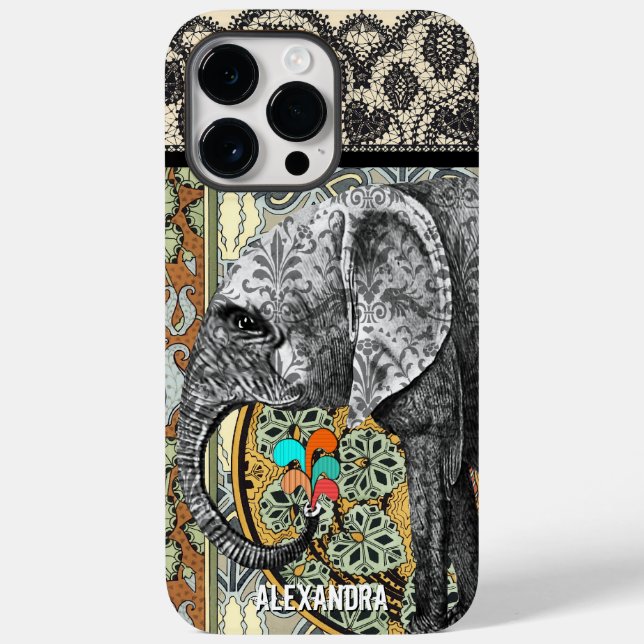 Funda De Case-Mate Para iPhone Damasco de Elefante Personalizado (Reverso )
