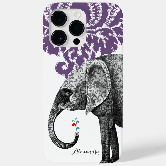 Funda De Case-Mate Para iPhone Damasco de Elefante Personalizado (Reverso)