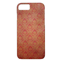 Damasco de estilo Art Nouveau rojo y oro