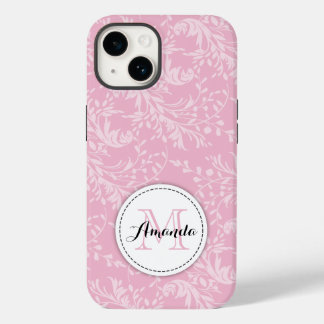 Funda Para iPhone 14 De Case-Mate Damasco de flores de flores blanco rosado negro